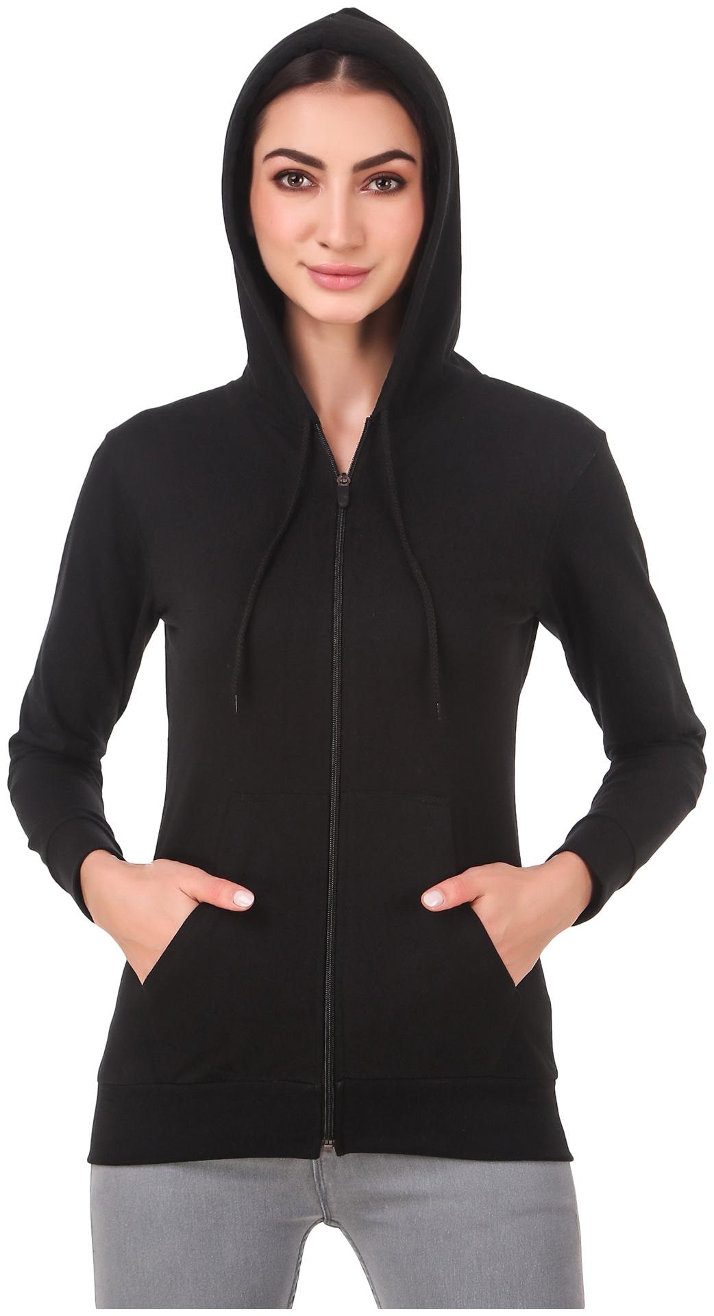 

FASHOPEDIA Women Solid Hoodie - Black