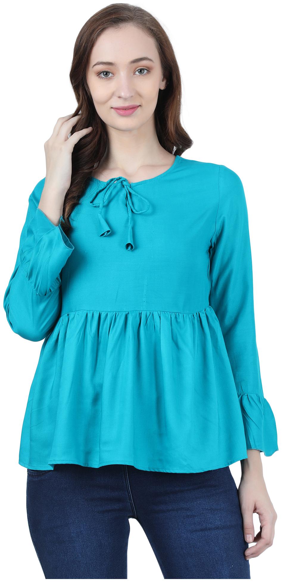 

FASHOPEDIA Women Solid Regular top - Blue