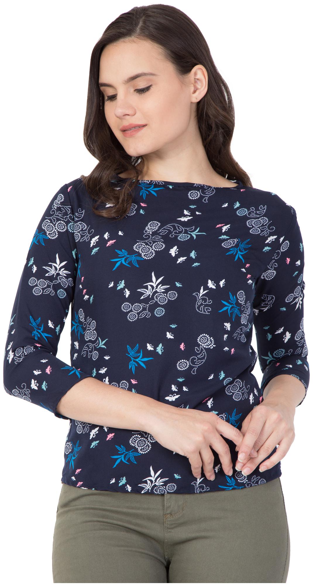 

FASHOPEDIA Crepe Regular Women Regular Top Blue