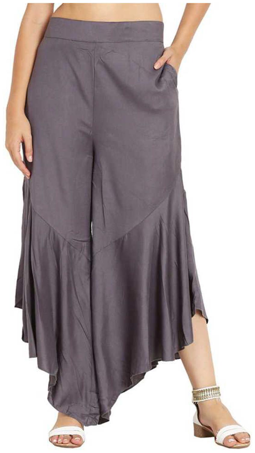 

FASHOPEDIA Women Rayon Grey Palazzos