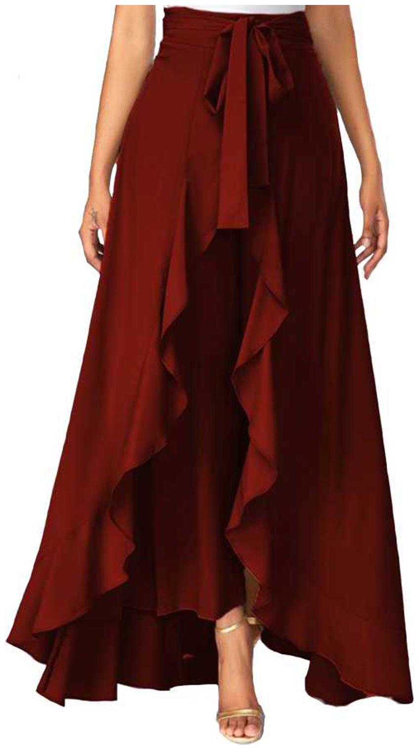 

FASHOPEDIA Women Crepe Red Palazzos