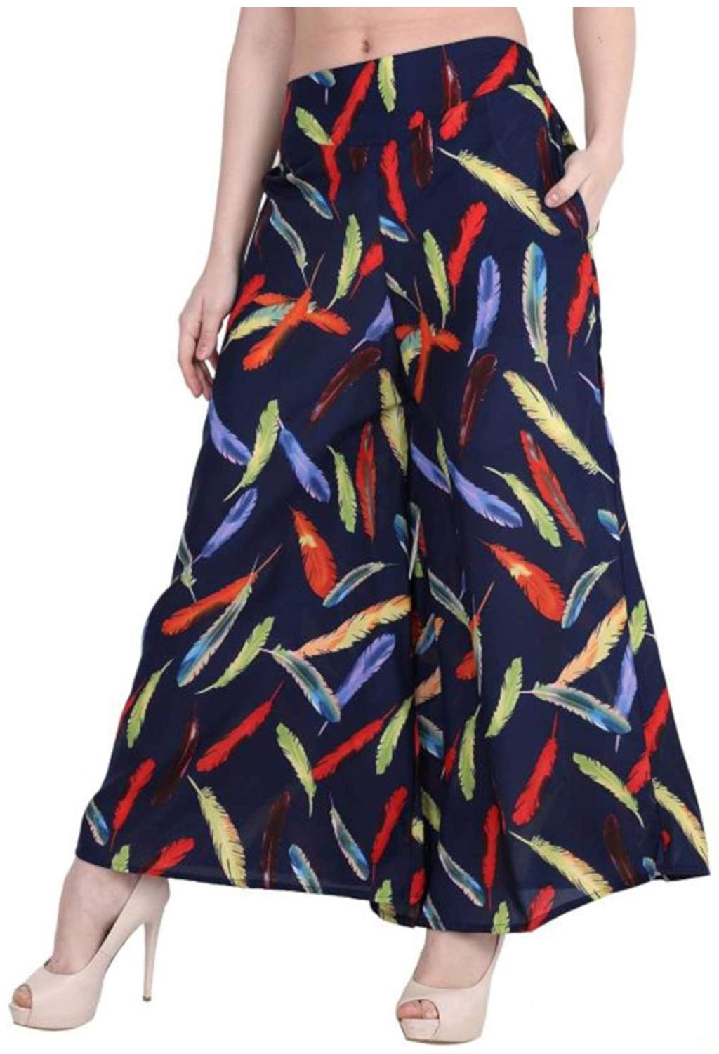 

FASHOPEDIA Women Crepe Blue Palazzos