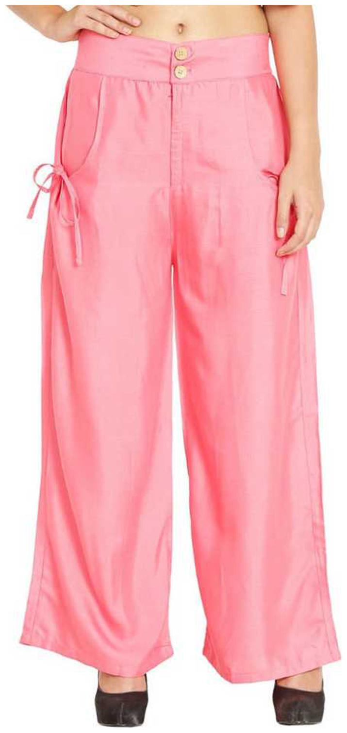 

FASHOPEDIA Women Rayon Pink Palazzos