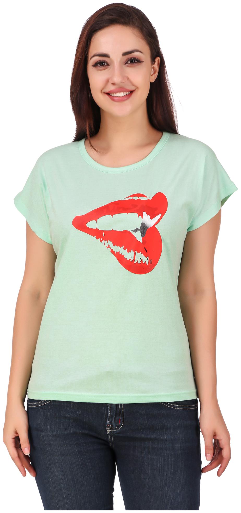 

FASHOPEDIA Women Green Regular fit Round neck Cotton T shirt