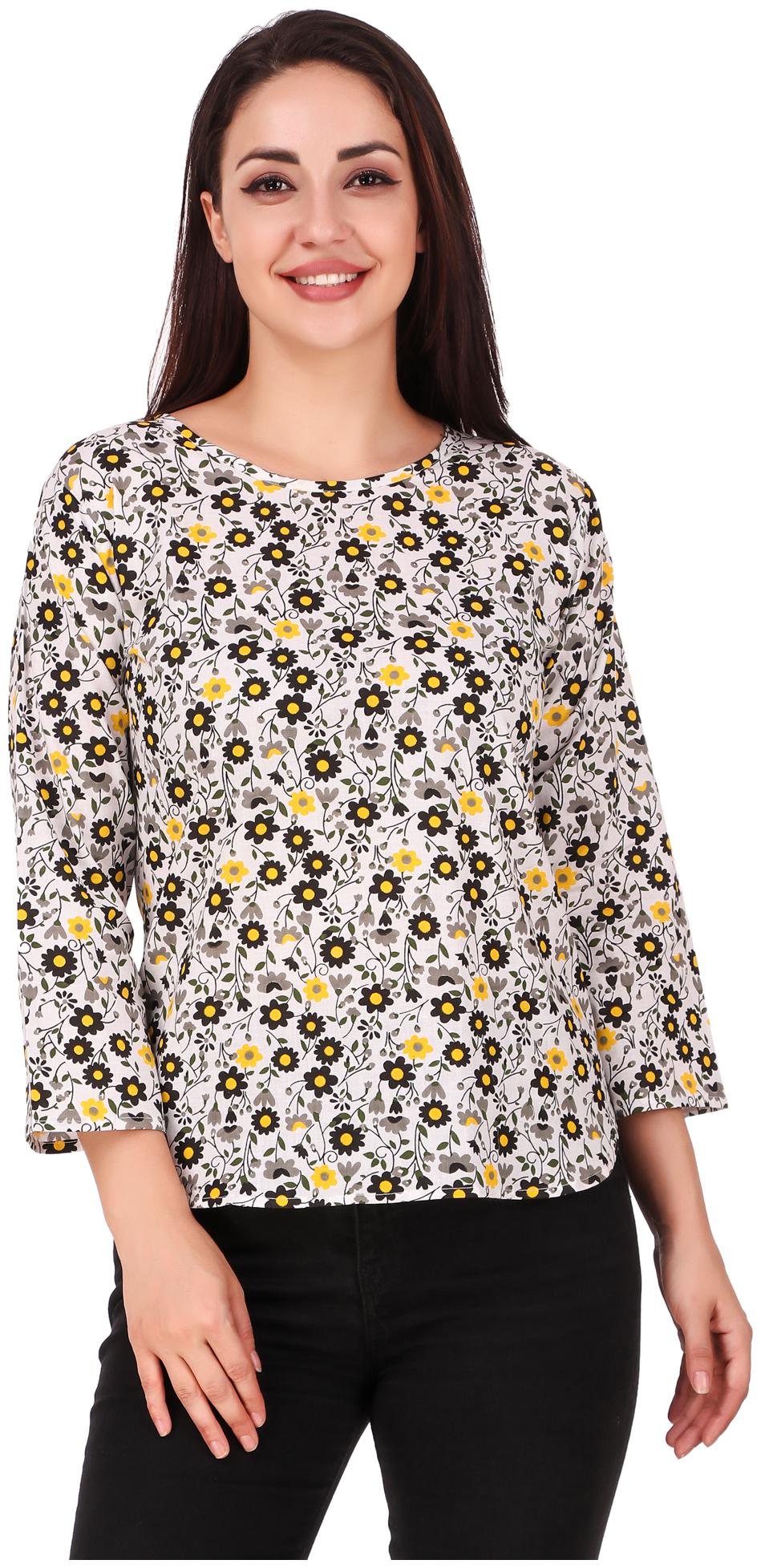

FASHOPEDIA Women Multi Regular fit Round neck Cotton T shirt