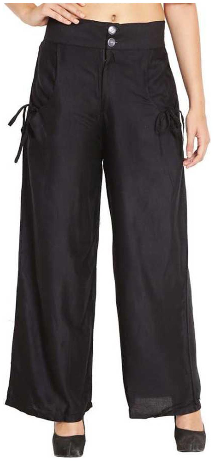 

FASHOPEDIA Women Rayon Black Palazzos