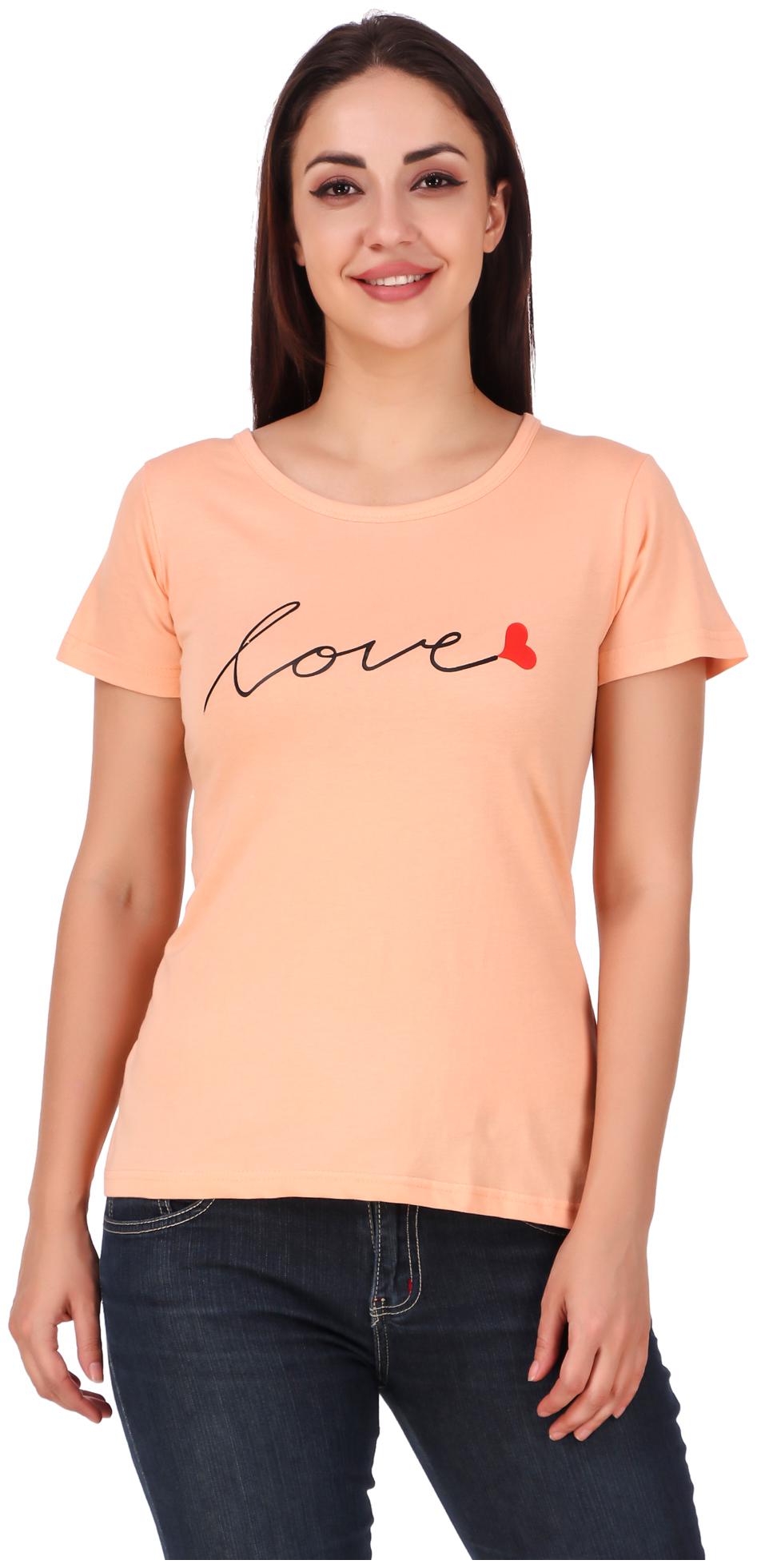 

FASHOPEDIA Women Peach Regular fit Round neck Cotton T shirt