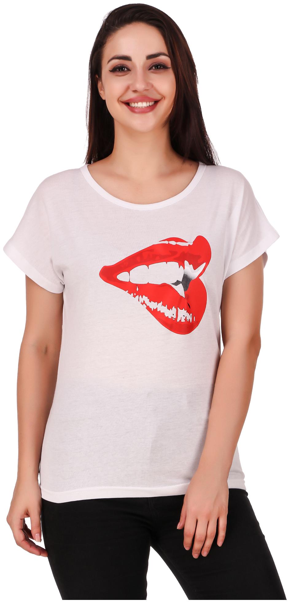 

FASHOPEDIA Women White Regular fit Round neck Cotton T shirt