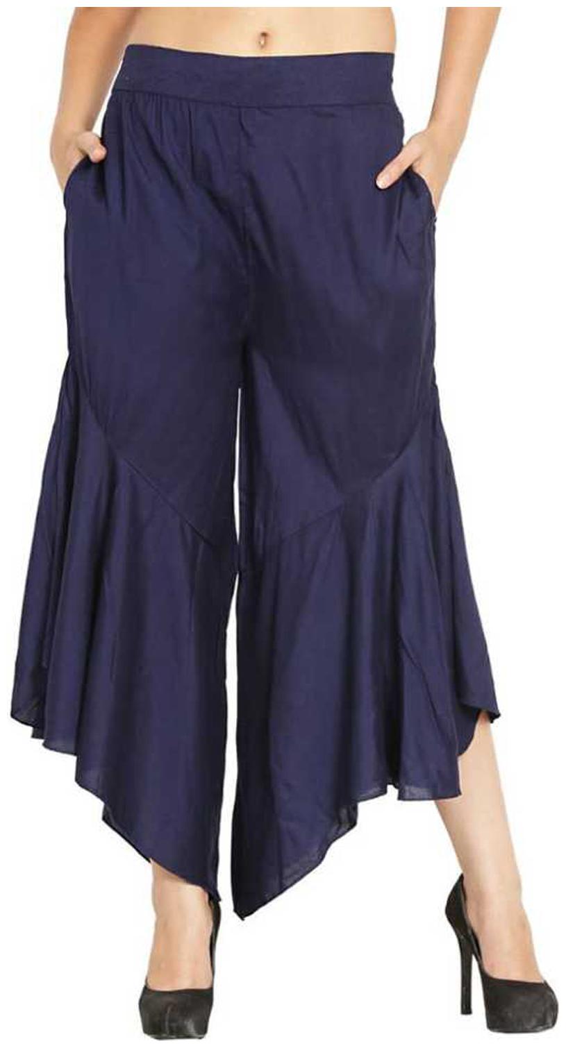 

FASHOPEDIA Women Rayon Blue Palazzos