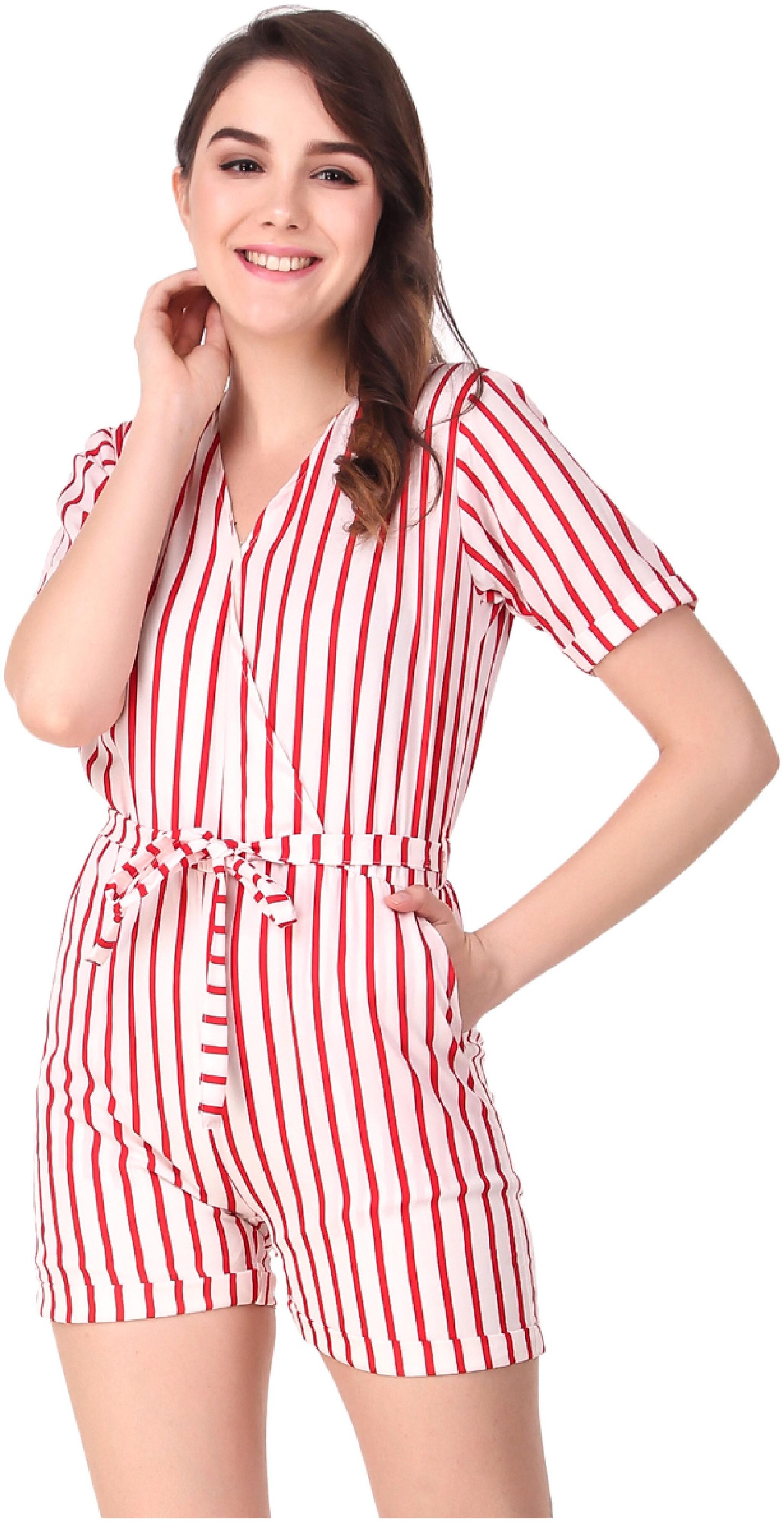 

Fasnoya Striped Romper - White