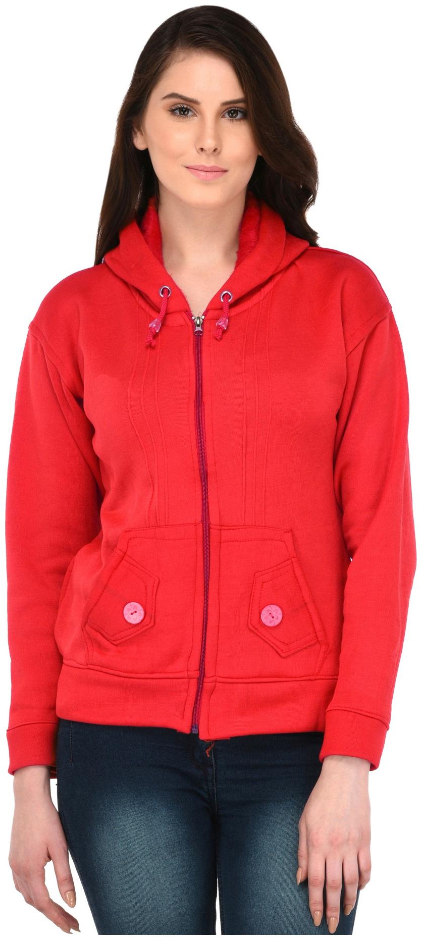 

Fasnoya Women Solid Sweatshirt - Red