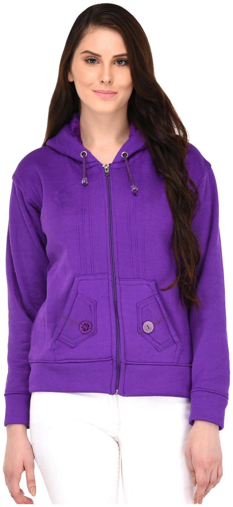 

Fasnoya Women Solid Sweatshirt - Purple