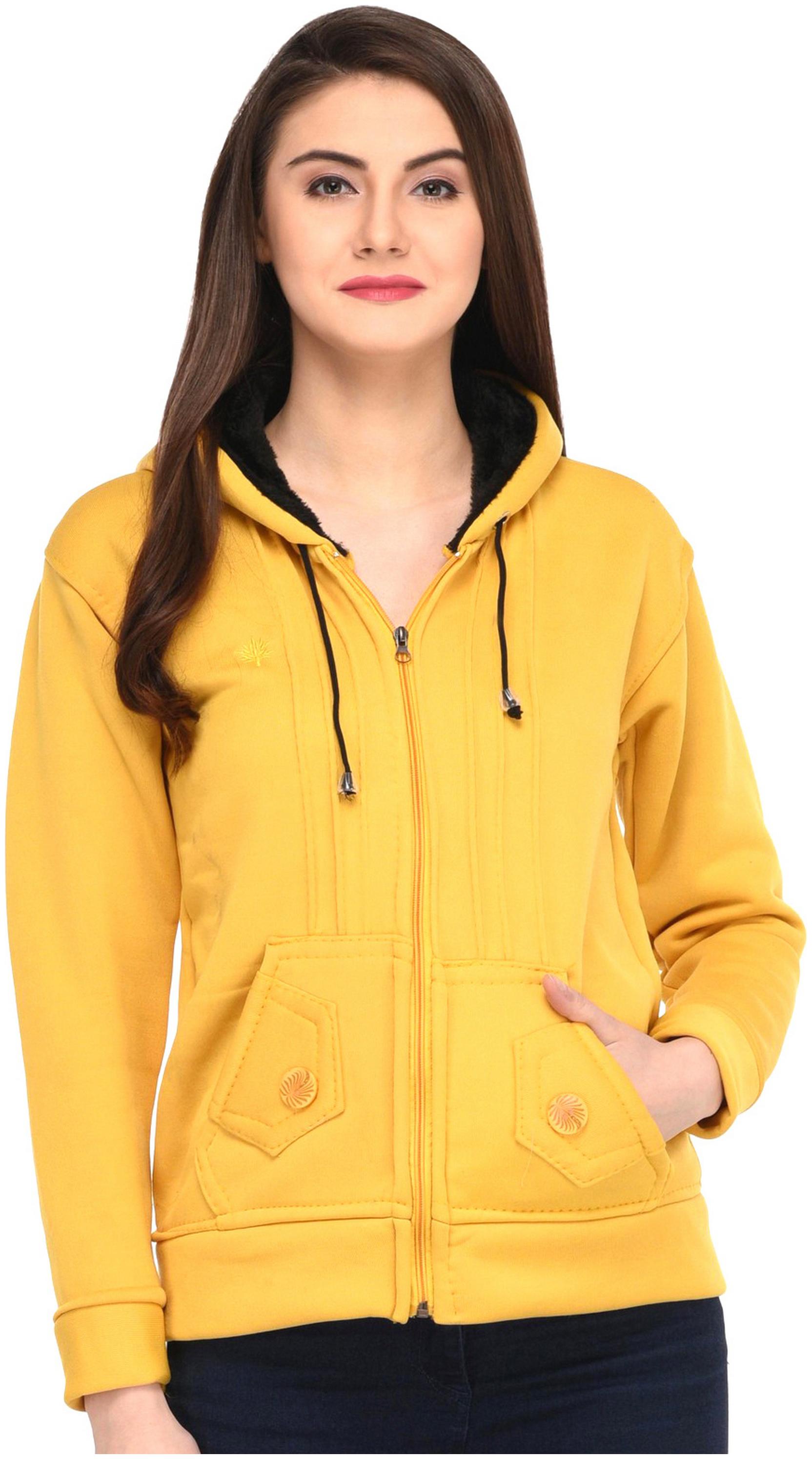 

Fasnoya Women Self Design Sweatshirt - Yellow
