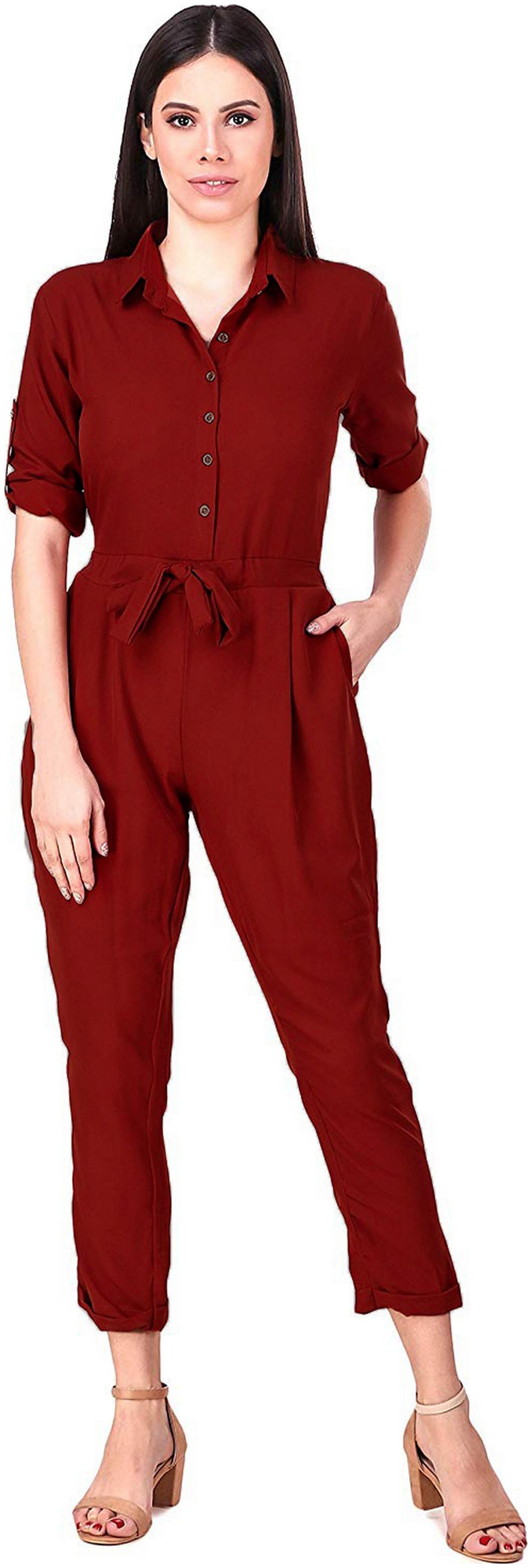 

Fasnoya Solid Jumpsuit - Maroon