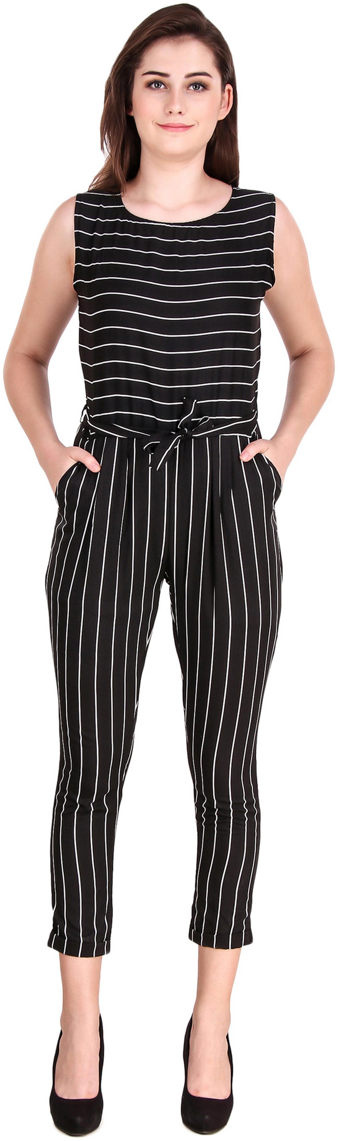 

Fasnoya Striped Jumpsuit - Black