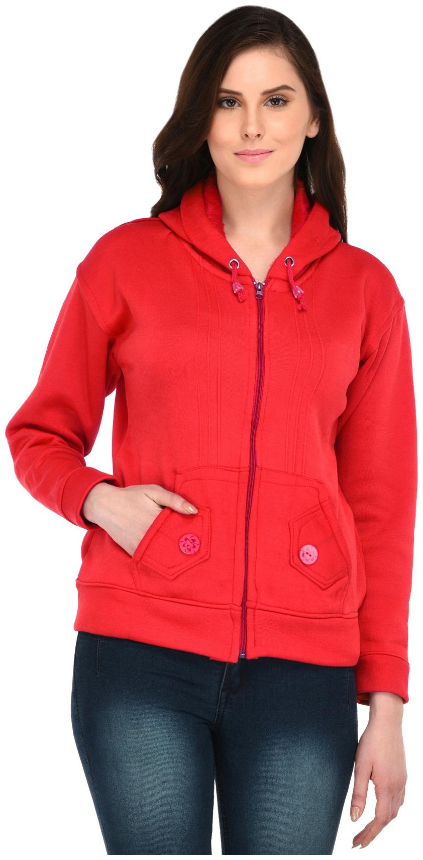 

Fasnoya Women Solid Puffer Jacket - Red