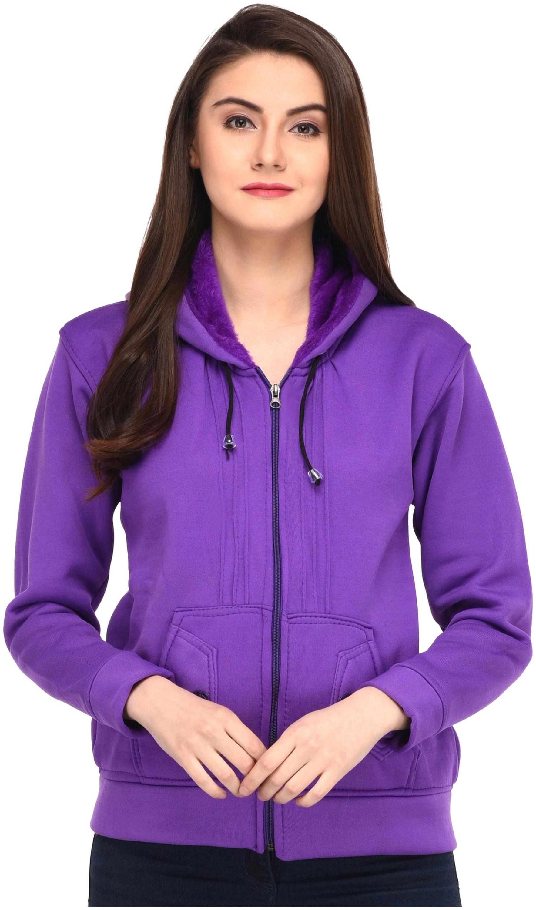 

Fasnoya Women Self Design Sweatshirt - Purple