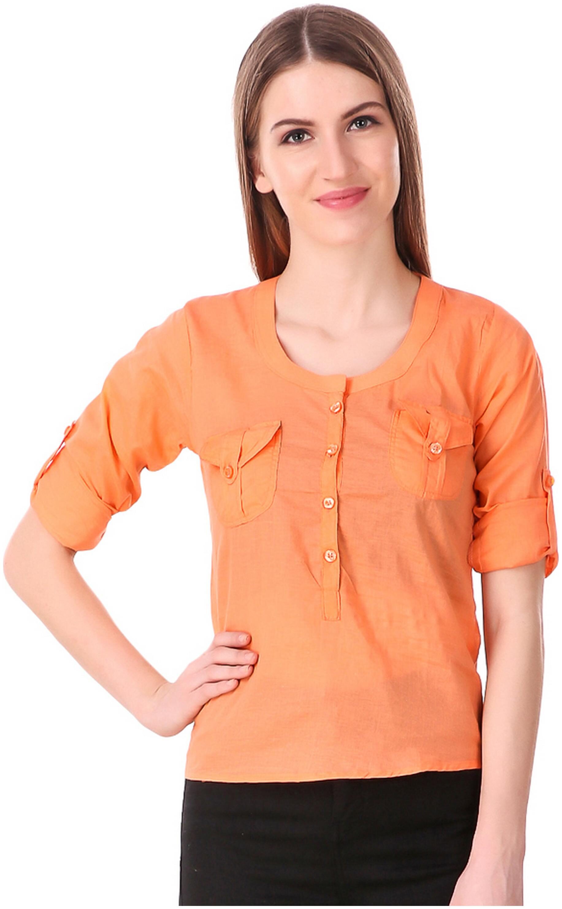 

Fasnoya Women Solid Blouson top - Orange