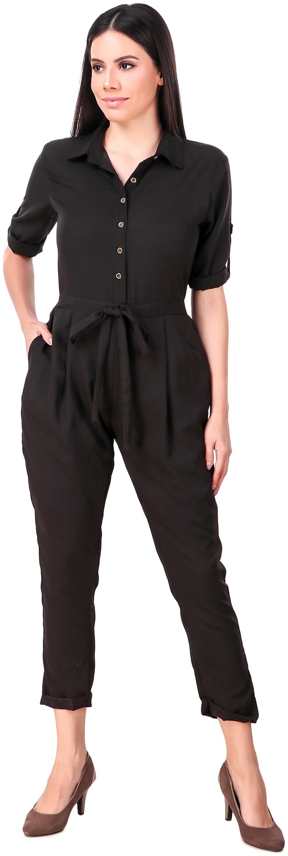 

Fasnoya Solid Jumpsuit - Black