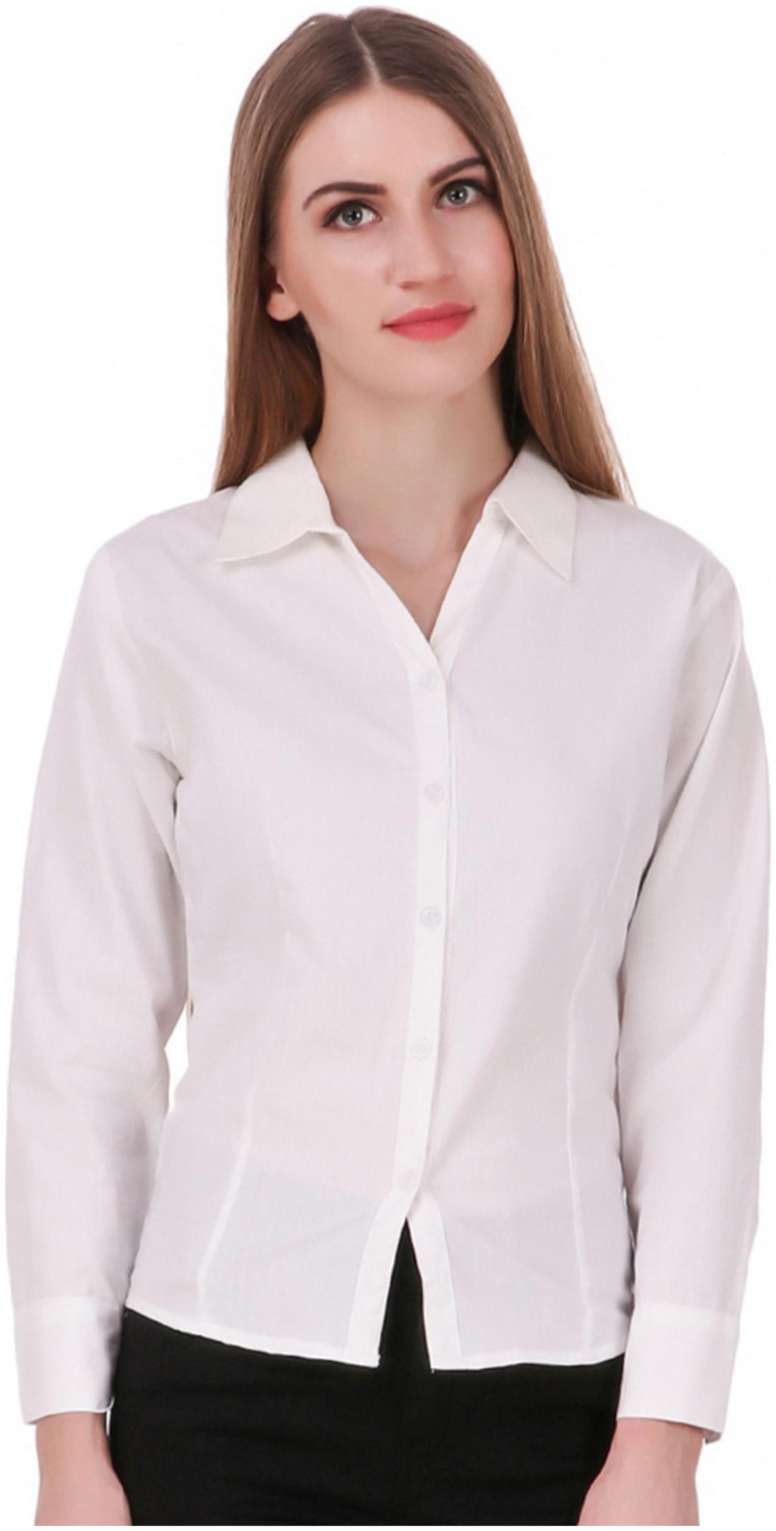

Fasnoya Women White Solid Slim Fit Shirt