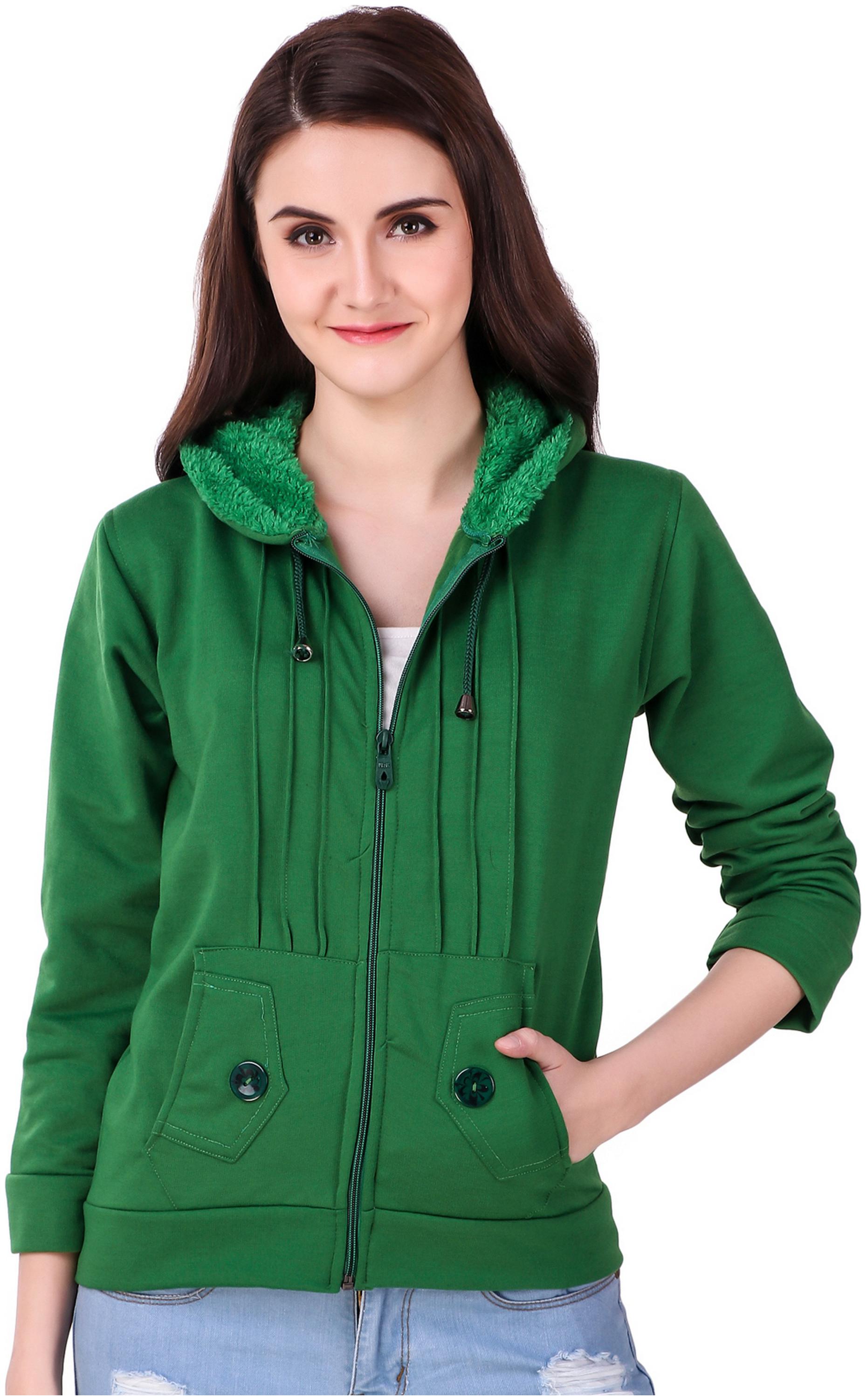 

Fasnoya Women Solid Sweatshirt - Green