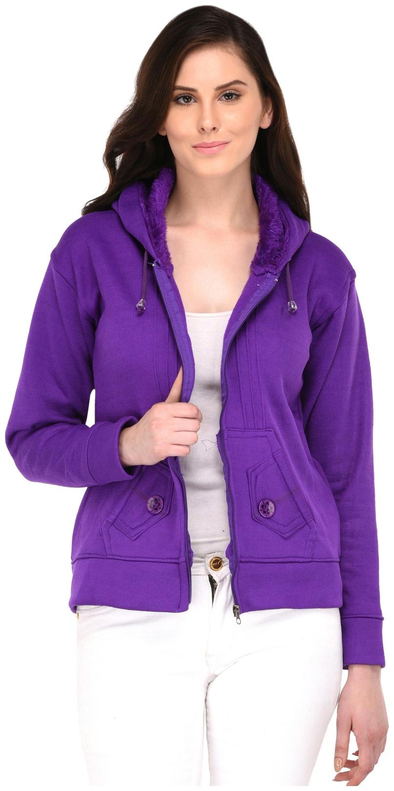 

Fasnoya Women Solid Puffer Jacket - Purple