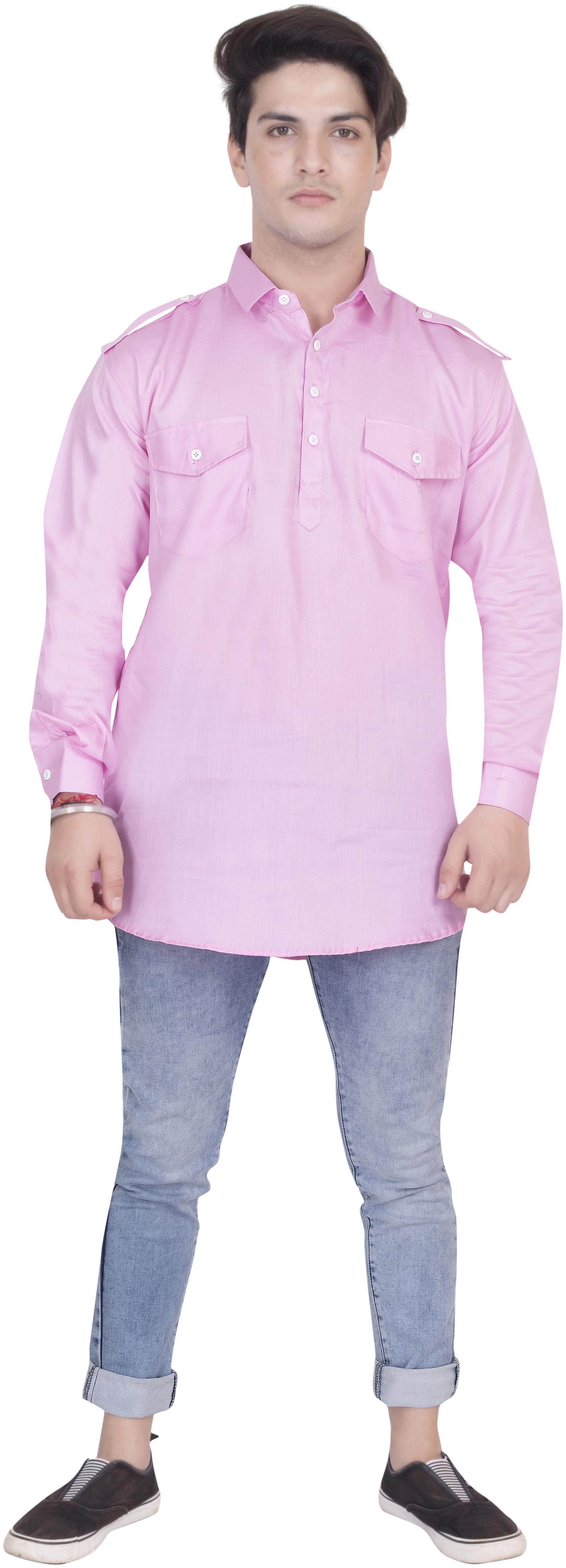 

Fast Train Men Pink Regular Fit Kurta