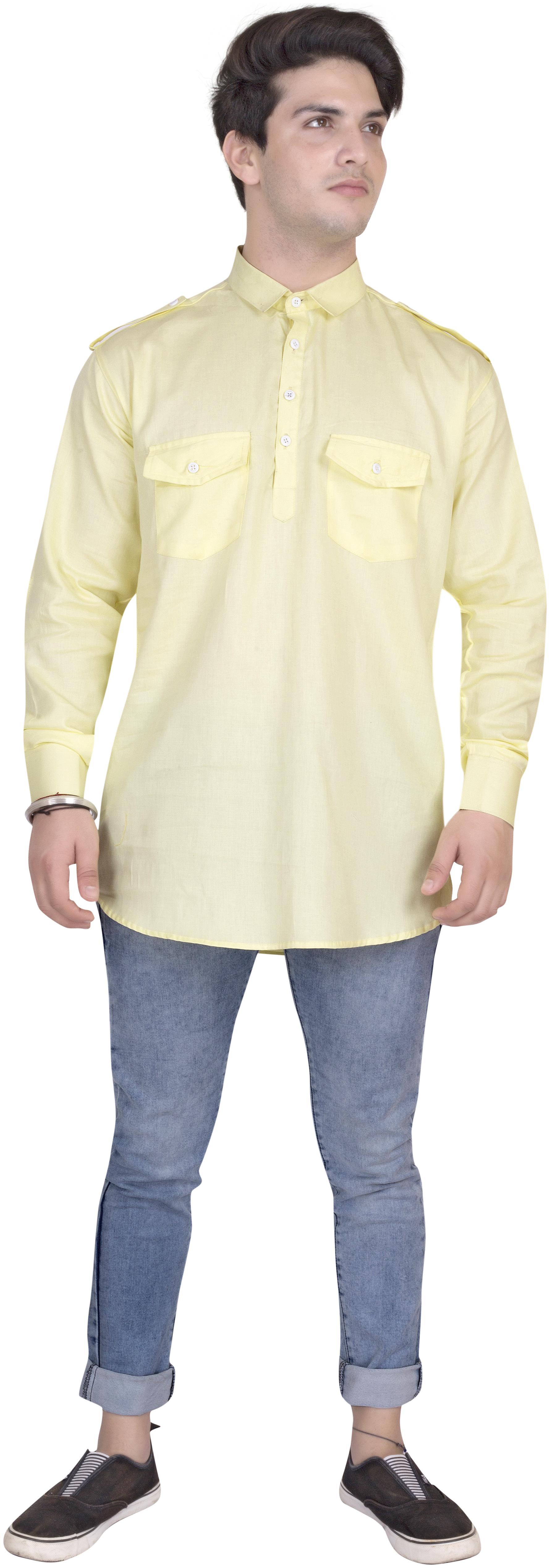 

Fast Train Men Yellow Regular Fit Kurta