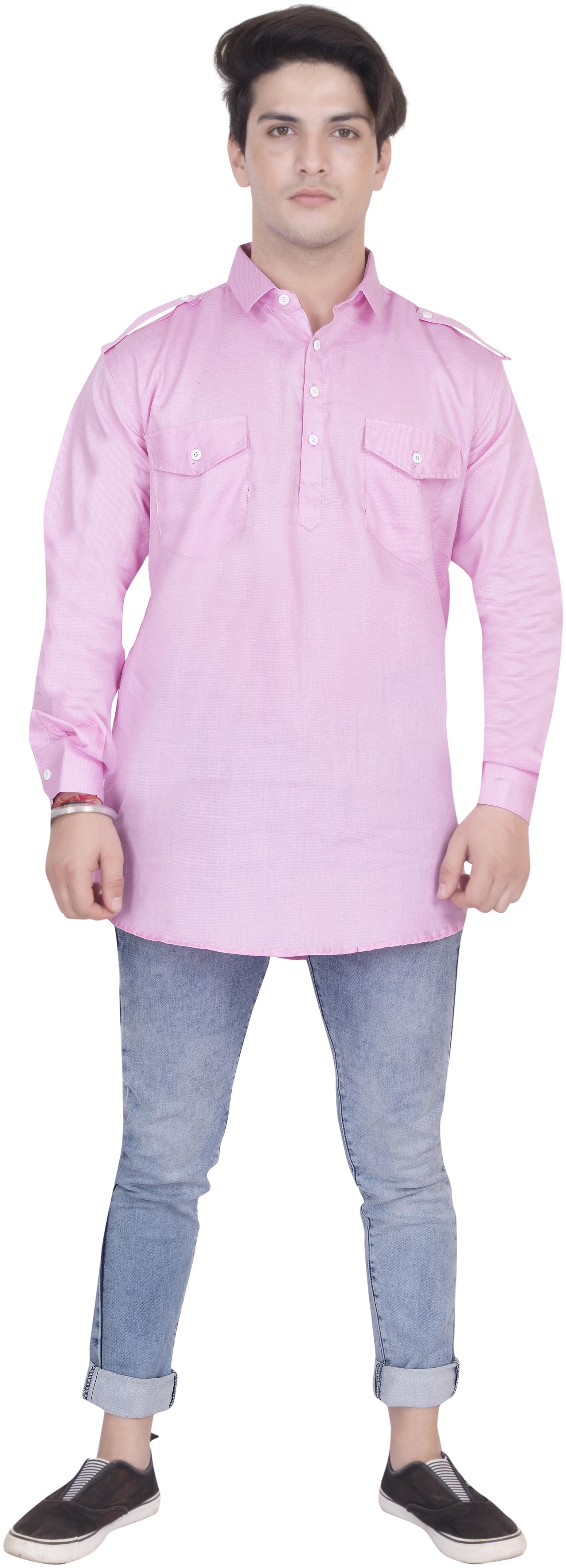 

Fast Train Men Pink Regular Fit Kurta