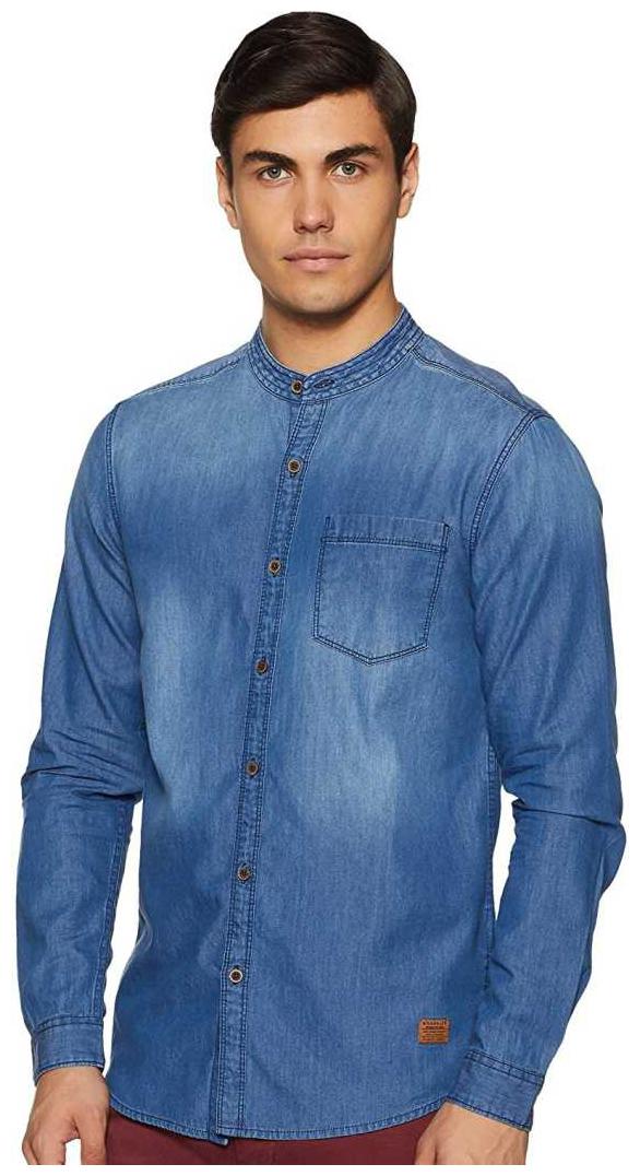 

Fast Train Men Navy Blue Solid Regular Fit Casual Shirt