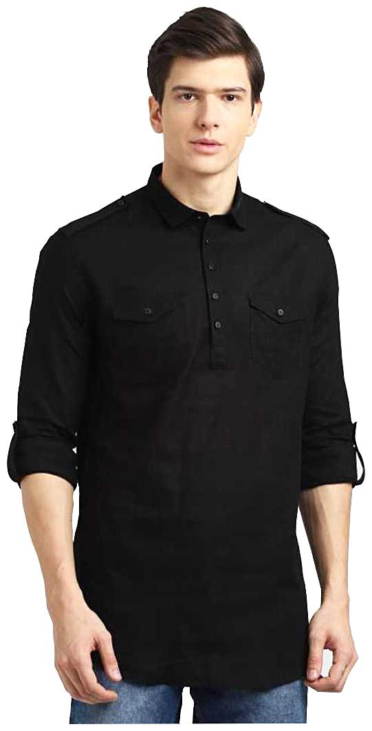 

Fast Train Men Black Regular Fit Kurta