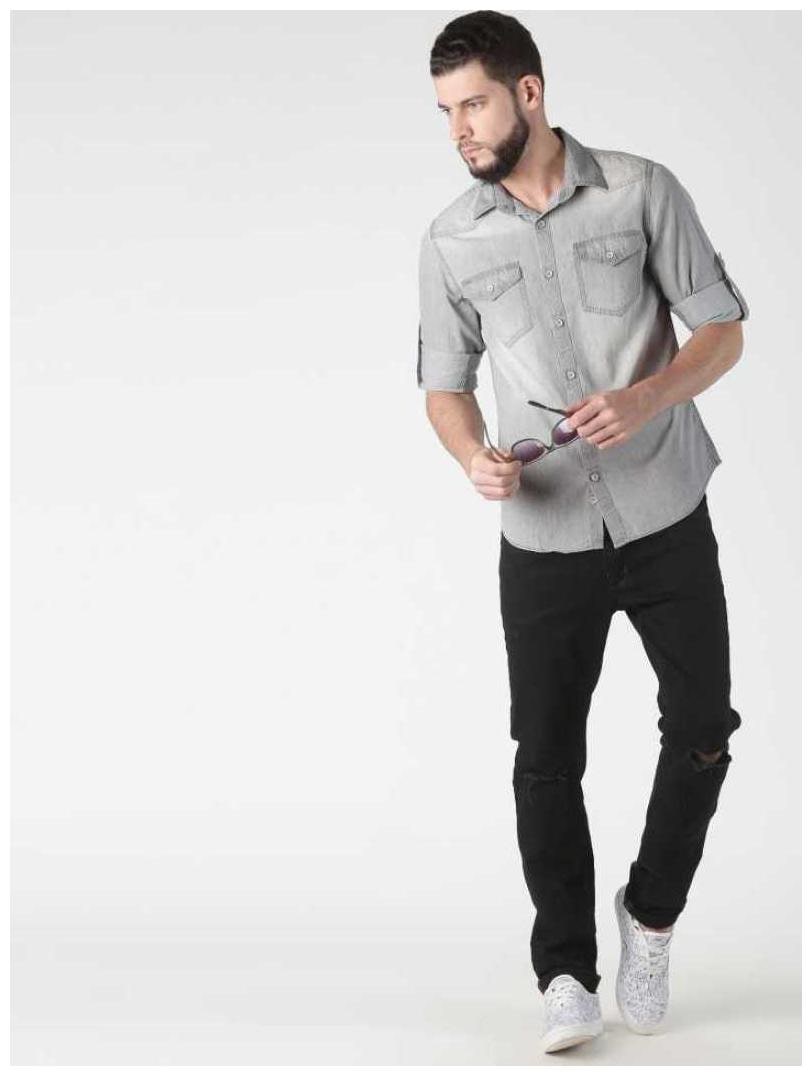 

Fast Train Men Grey Solid Regular Fit Casual Shirt