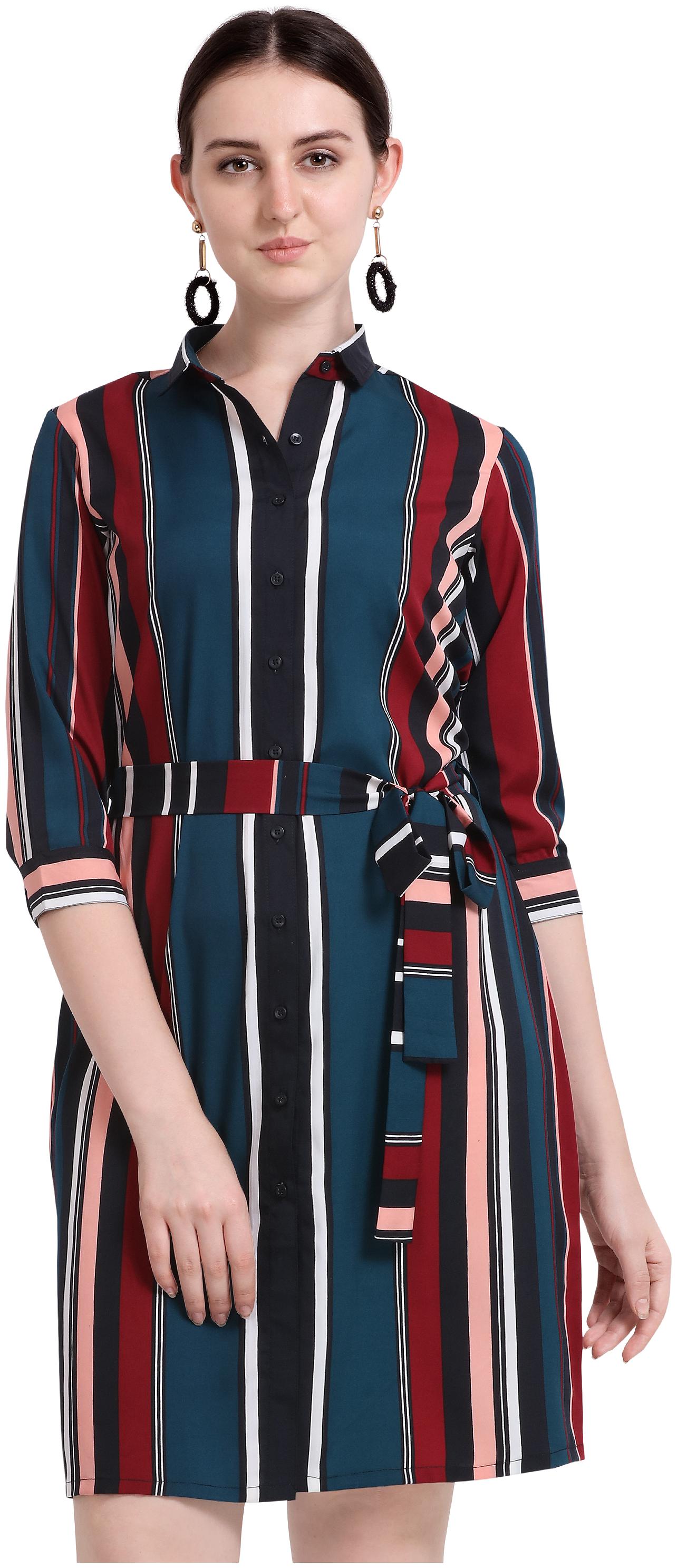 

Fbella Multi Striped Shirt dress