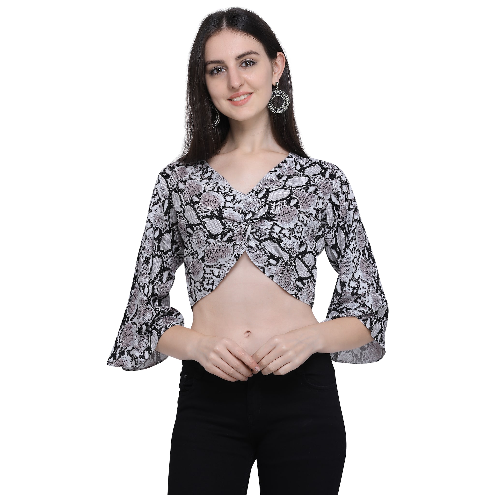 

Fbella Women Printed Regular top - Grey