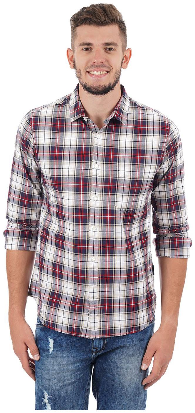 

Fcuk Men White Checked Slim Fit Casual Shirt