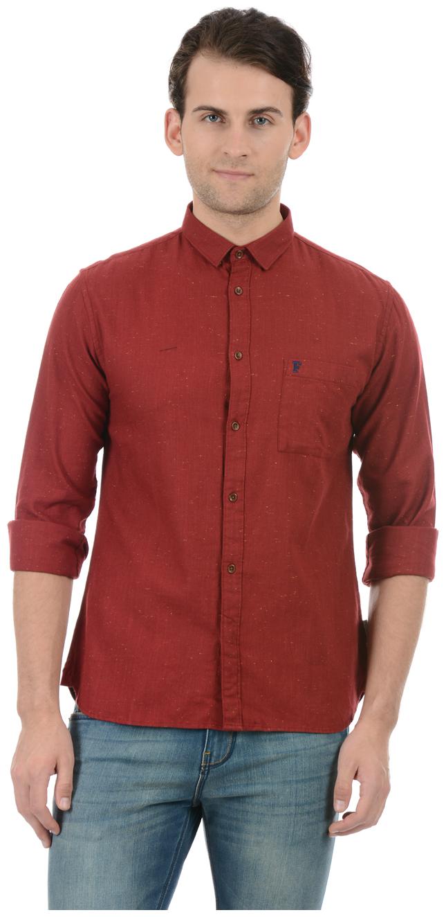 

Fcuk Men Red Solid Slim Fit Casual Shirt