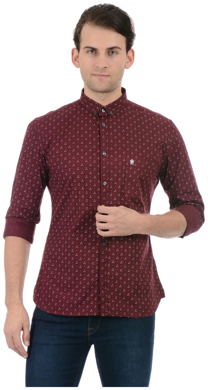 

Fcuk Men Maroon Printed Slim Fit Casual Shirt