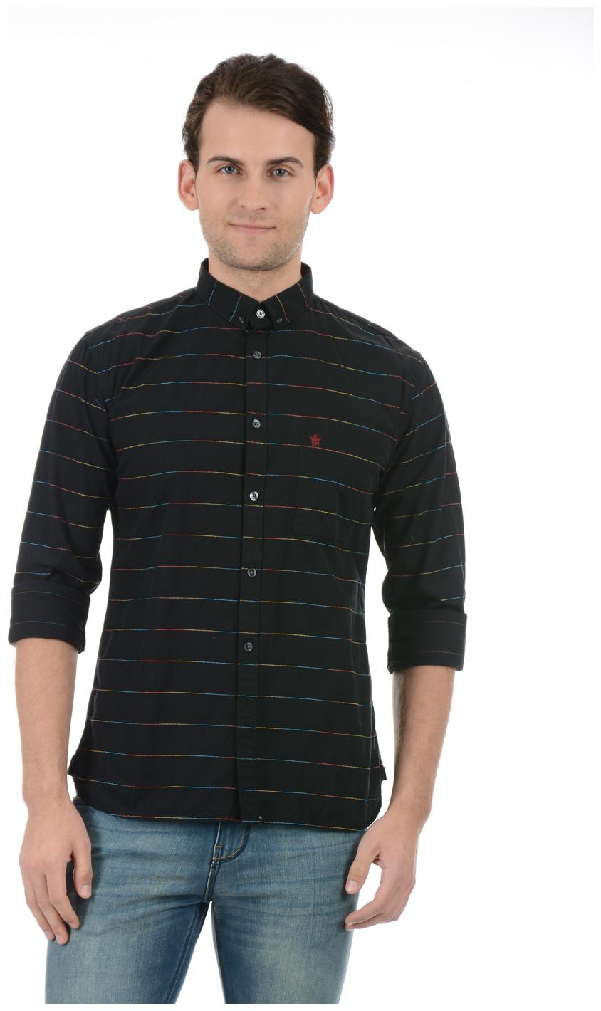 

Fcuk Men Black Horizontal Stripes Slim Fit Casual Shirt