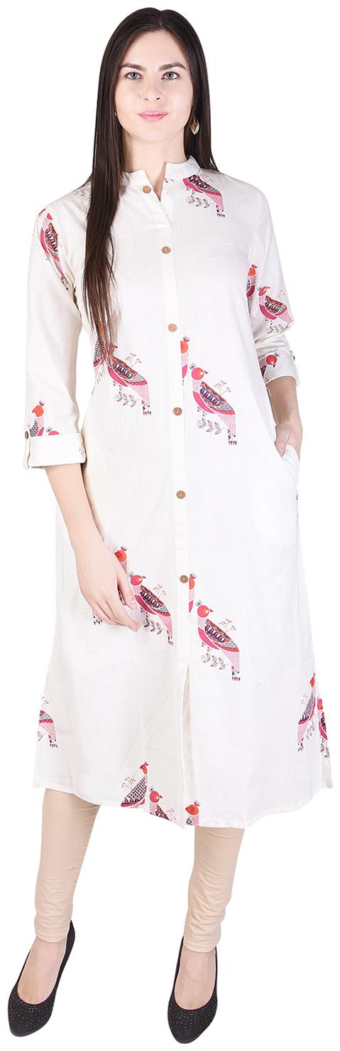 

Fema SKY Rayon Brid Print Straight Collar 3 4 Sleeve Casual Party Wear Women s Kurti