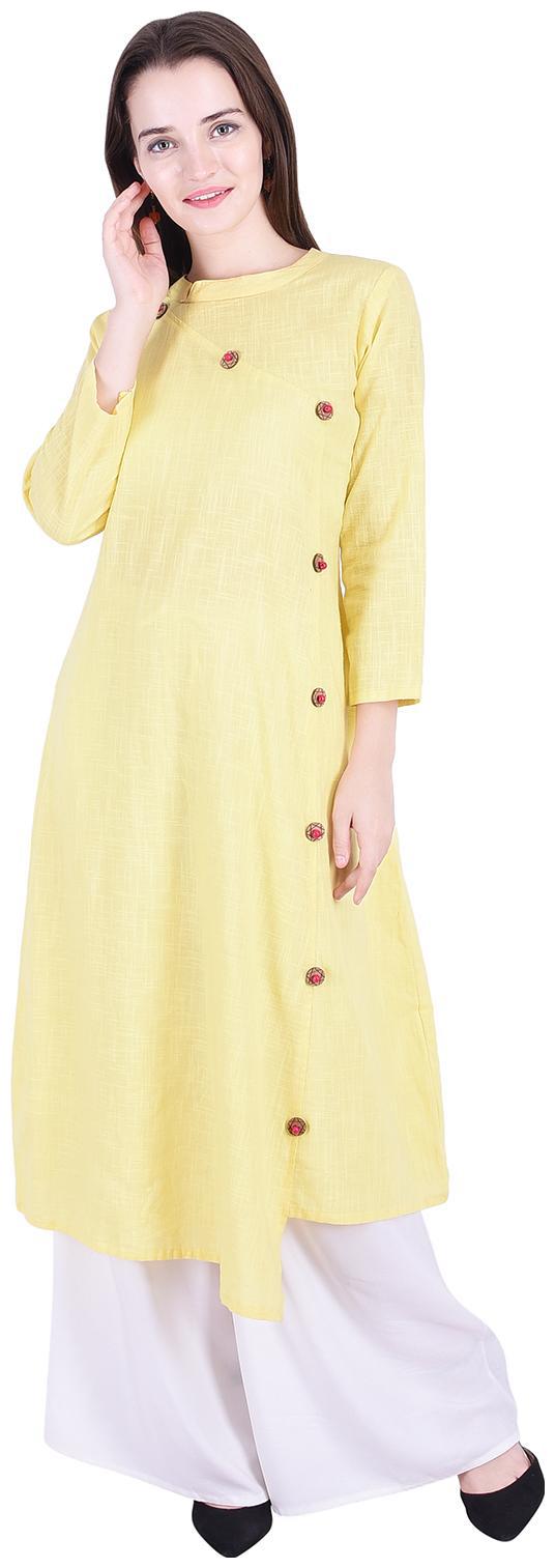 

Fema SKY Women Yellow Solid Straight Kurta