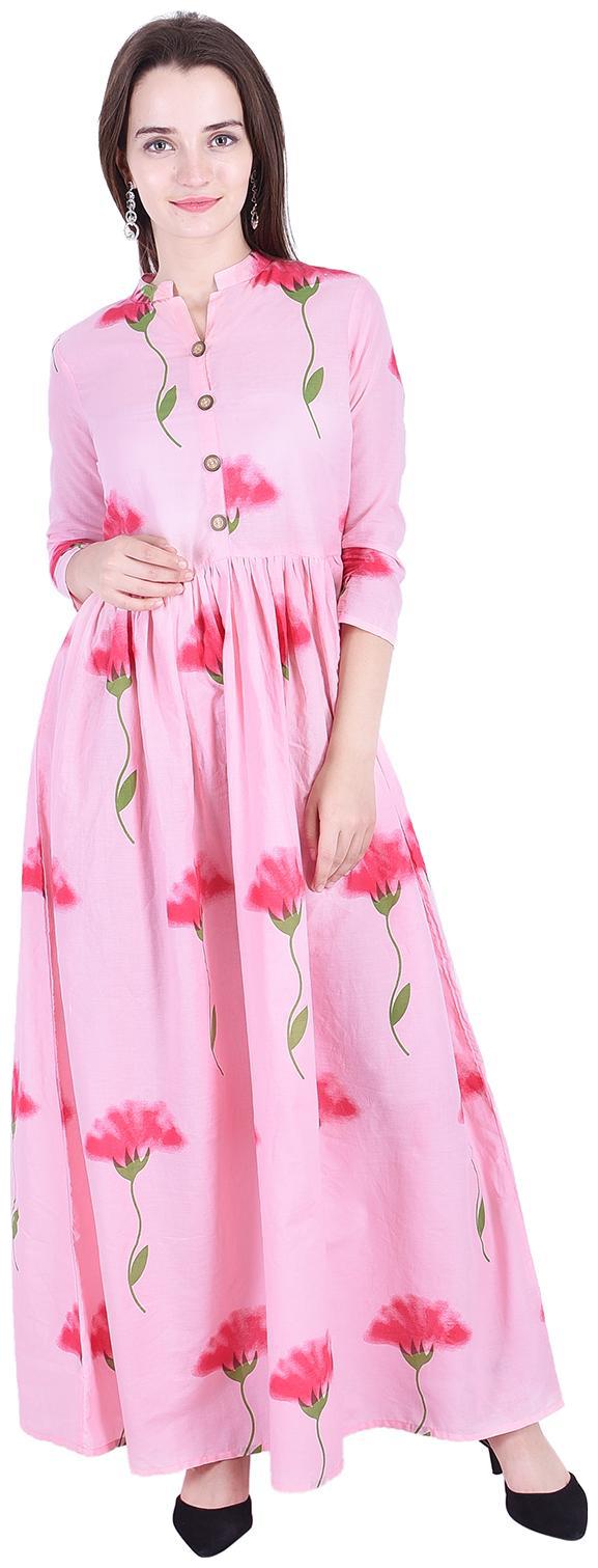 

Fema SKY Women Pink Printed Straight Kurti