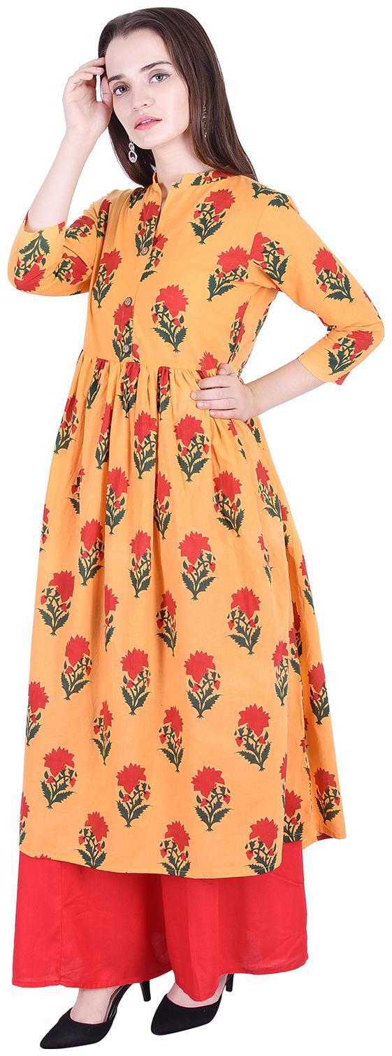 

Fema SKY Women Yellow Printed Anarkali Kurti
