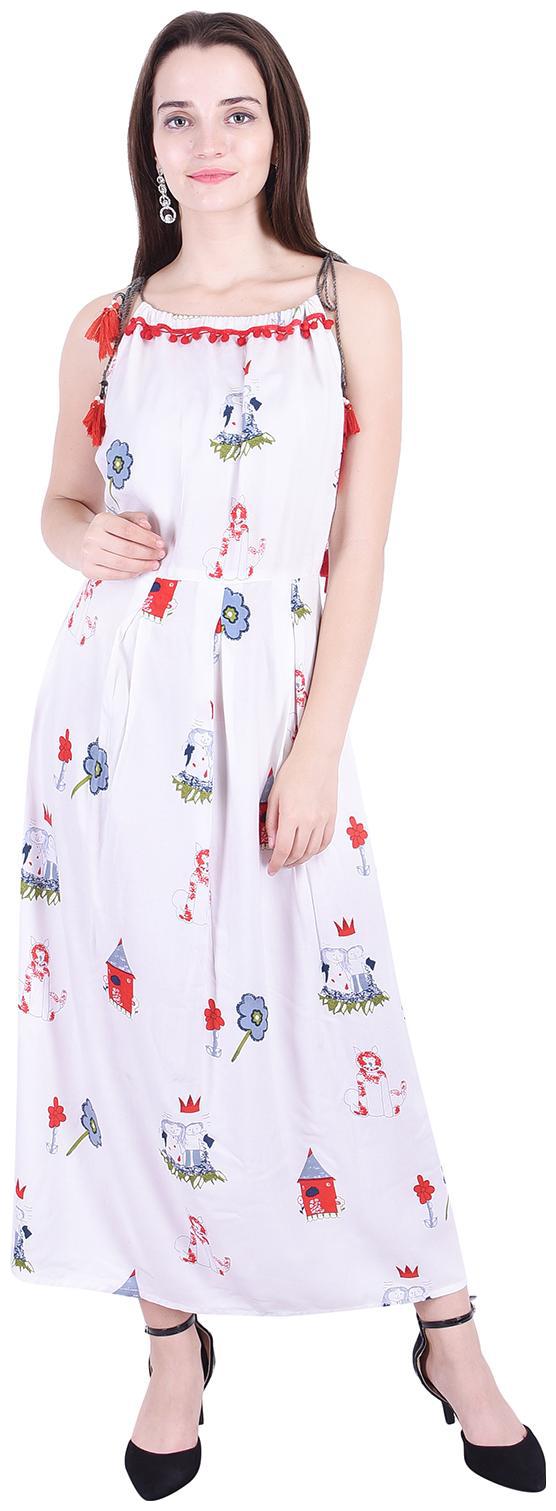 

Fema SKY White Printed Fit flare dress