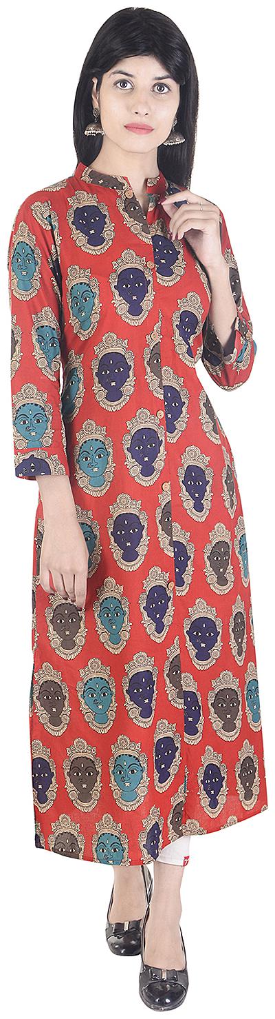 

Fema SKY Women Red Printed Straight Kurta