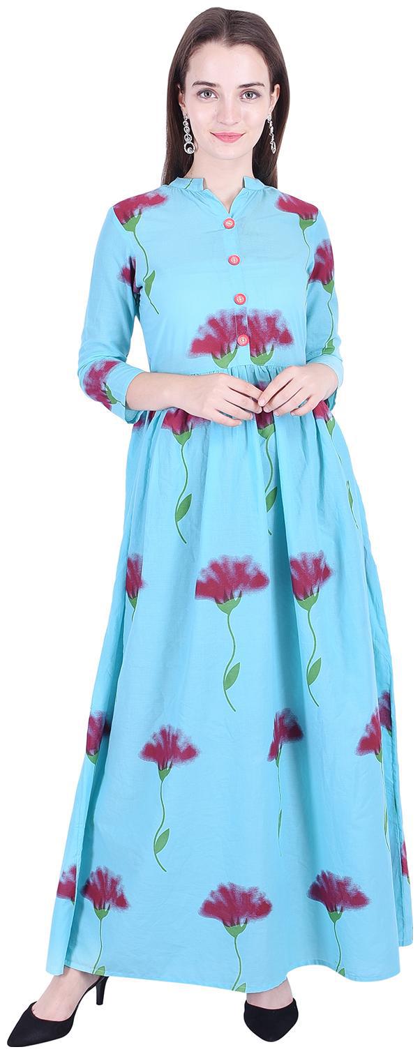 

Fema SKY Women Blue Printed Straight Kurti