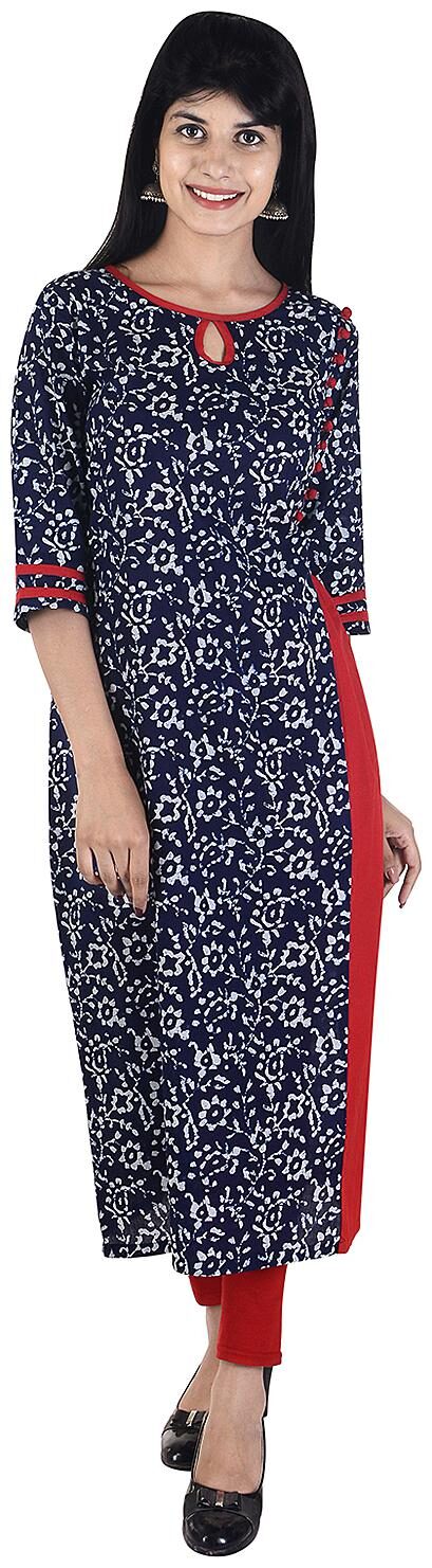 

Fema SKY Women Blue Printed Straight Kurta