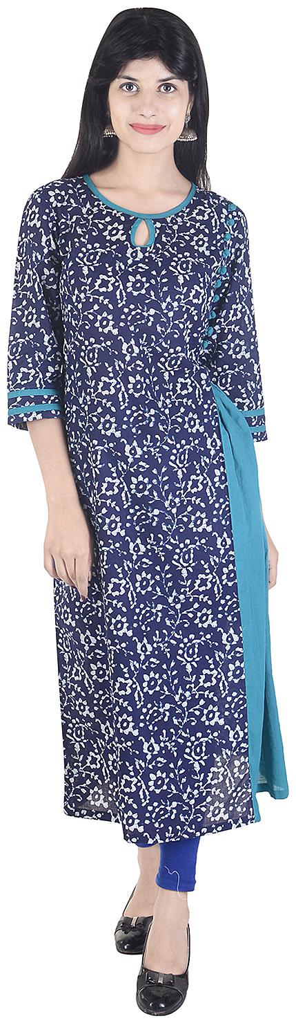 

Fema SKY Women Blue Printed Straight Kurta