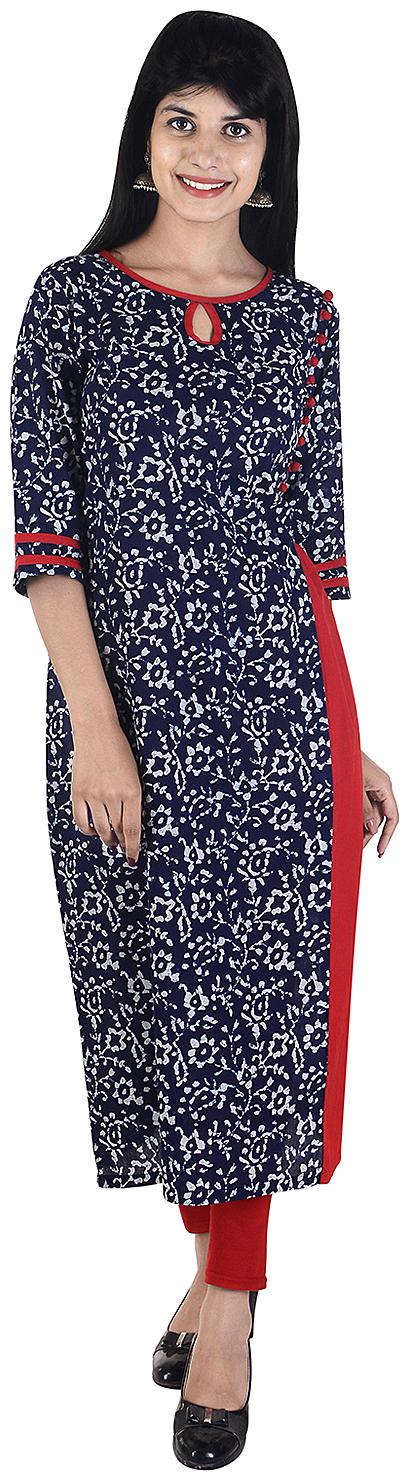 

Fema SKY Women Blue Printed Straight Kurta