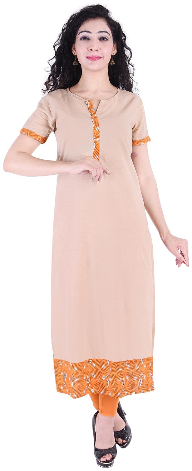 

Fema SKY Women Beige Solid Straight Kurti