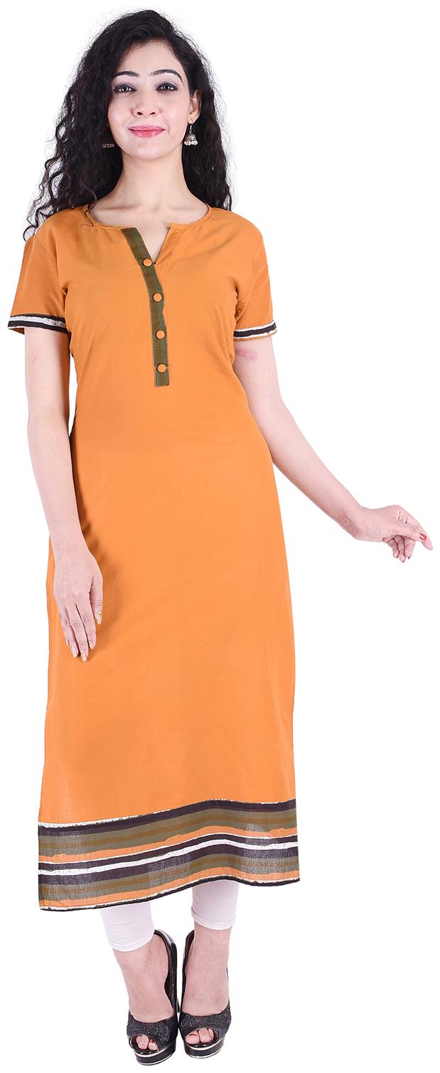 

Fema SKY Women Yellow Solid Straight Kurti